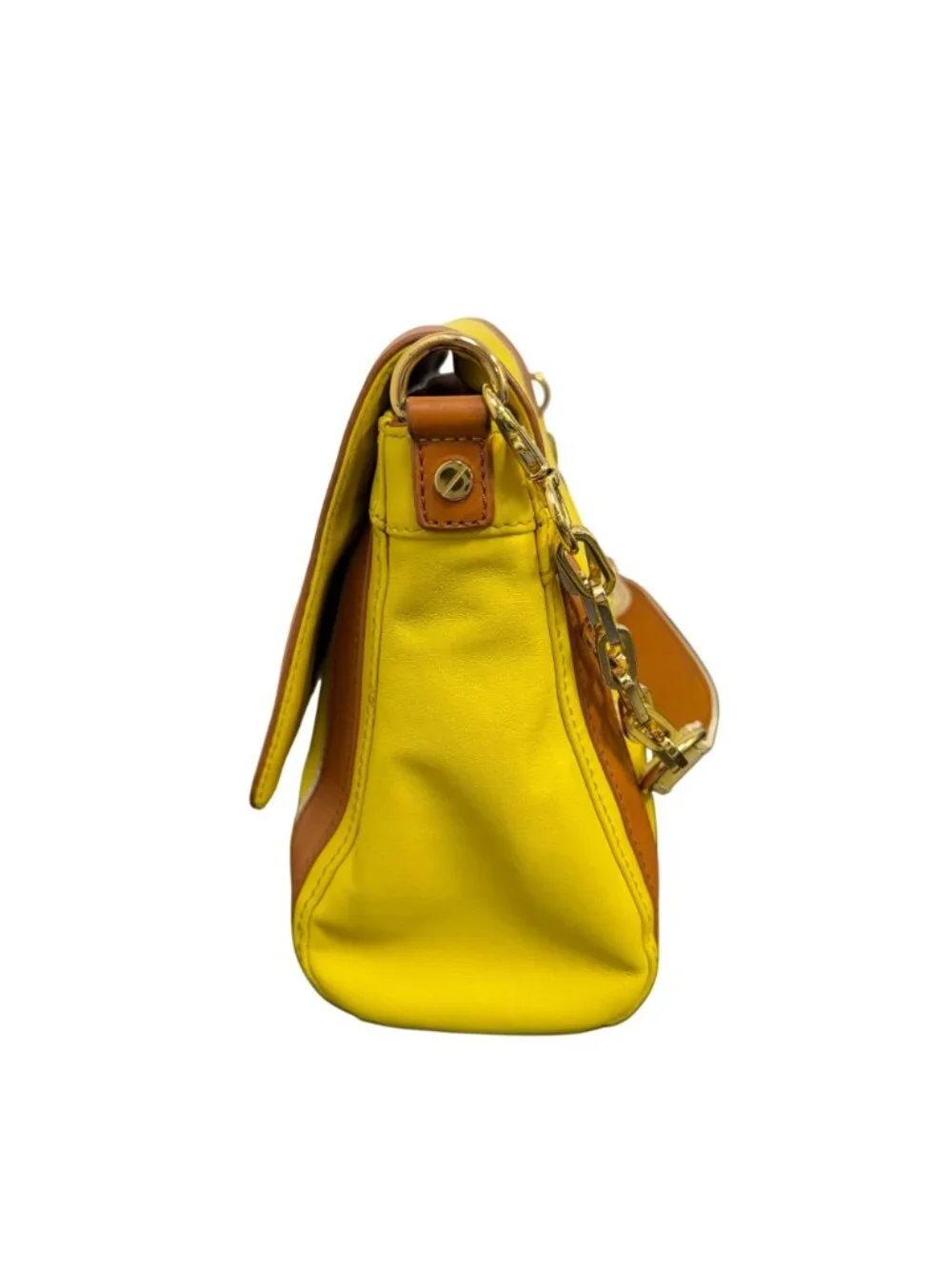 Tory Burch Yellow & Brown Leather Shoulder Bag